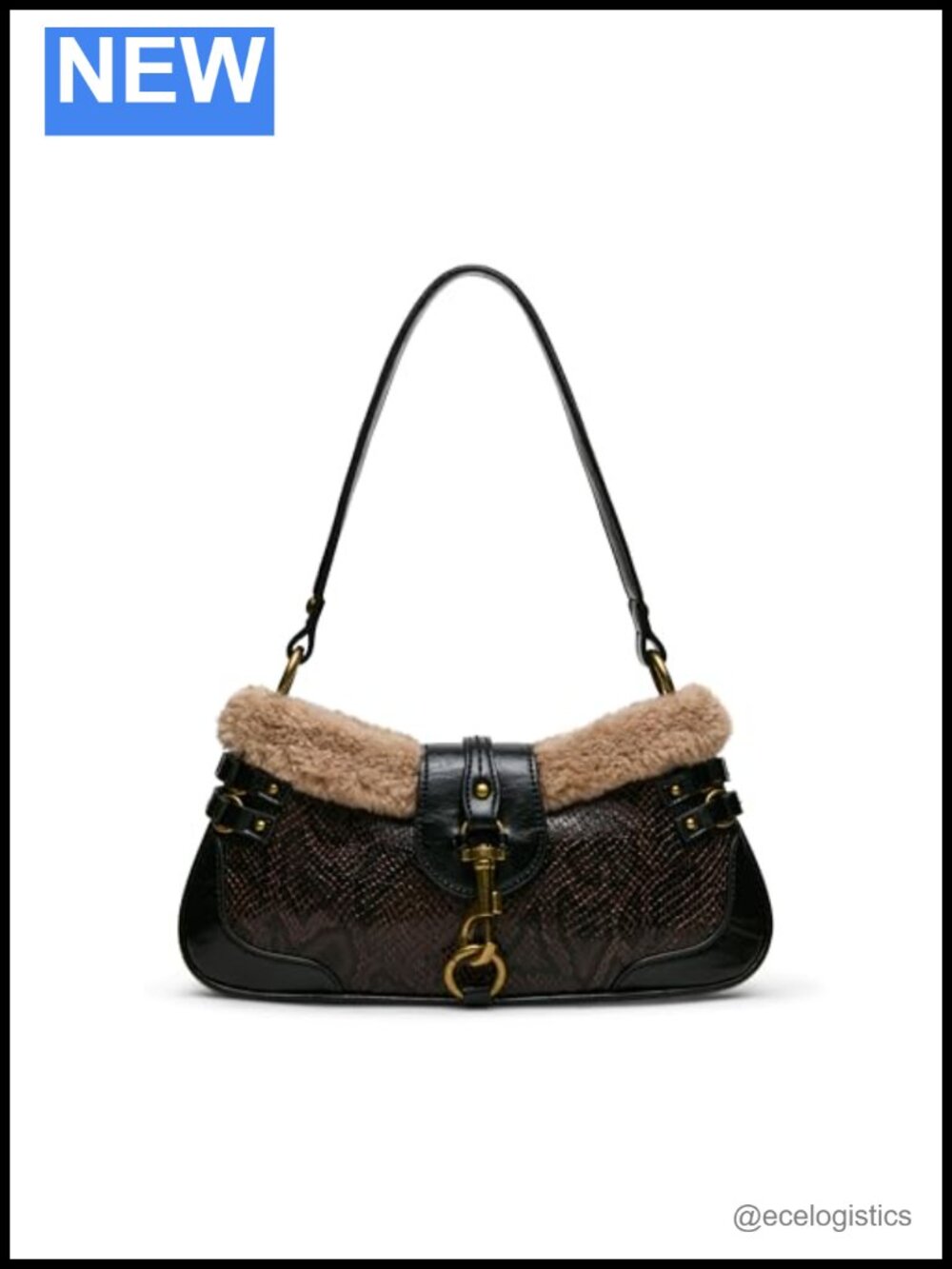 PU Shoulder Bag with Zipper Closure, 10" Drop Strap
